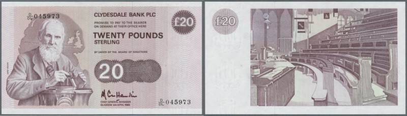 Scotland: Clydesdale Bank PLC 20 Pounds 1985 P. 215b, one light dint and one sma...