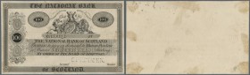 Scotland: The National Bank of Scotland Limited 100 Pounds ND(1862) P. 239p, proof on card, uniface, stamped specimen at lower border, light stains, t...