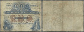 Scotland: The Royal Bank of Scotland 1 Pound 1916 P. 316d, stronger used, early date, strong center fold, staining in paper, but no holes, no tears, n...