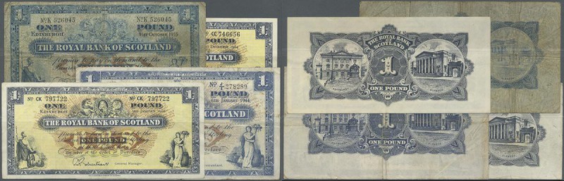 Scotland: set of 4 notes The Royal Bank of Scotland 1 Pound 1935, 1944, 1964 and...