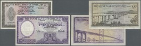 Scotland: set of 2 notes The Royal Bank of Scotland Limited containing 10 Pounds 1969 and 20 Pounds 1969 P. 331, 332, both with only light folds, no h...