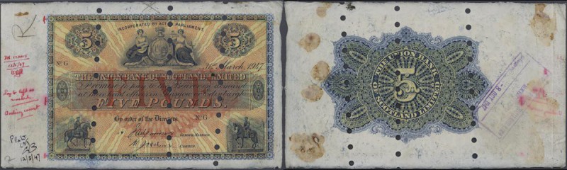 Scotland: 5 Pounds 1947 The Union Bank of Scotland Limited Specimen P. S811s in ...