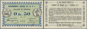 Senegal: 0.50 Francs 1917 P. 1c with center fold and dints in paper, condition: VF+.