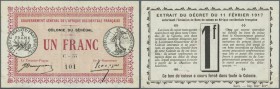 Senegal: 1 Franc 1917 P. 2b, unfolded but light corner bending, condition: aUNC.