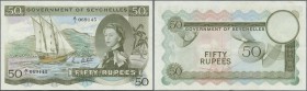 Seychelles: Very nice lot with 6 notes of the 50 Rupees SEX note, comprising two pieces dated October 1st 1970 P.17c and 4 pieces dated January 1st 19...