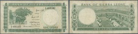 Sierra Leone: 1 Leone ND P. 1 in used condition with folds and stain in paper, condiiton: F to F+.