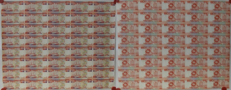 Singapore: uncut sheet of 40 pcs 10 Dollars ND(1988) P. 20 in condition: UNC. (4...