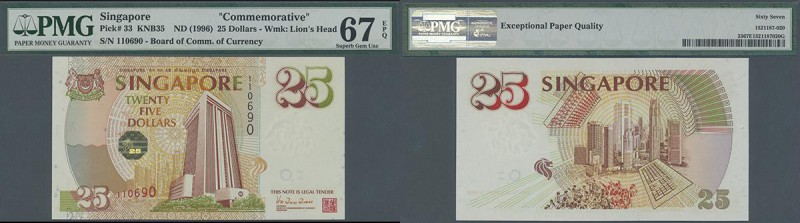 Singapore: 25 Dollars ND(1996) P. 33, condition: PMG graded 67 Superb Gem UNC EP...