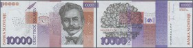 Slovenia: 10.000 Tolarjev 1994, P.20a, tiny dint at lower right corner, minor creases at lower margin. Condition: XF+
