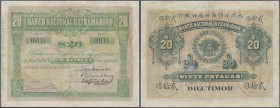 Timor: 20 Patacas 1910, P.4 with small repaired and restored parts at center and upper margin. Condition: F