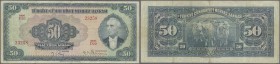 Turkey: 50 Lirasi L. 1930 (1942-1947) ”İnönü” - 3rd Issue, P.143, still a nice note with some folds and creases, tiny tear at upper margin and stained...