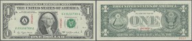 United States of America: 1 Dollar 1977 SPECIMEN P. 462as with Specimen overprint and Specimen serial number A23456789A, rare note in condition: aUNC.