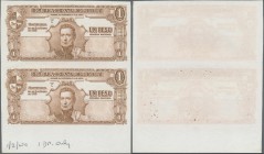 Uruguay: set of 2 uncut notes 1 Peos 1939 uniface Proof P. 35s/p in condition: UNC.