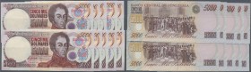 Venezuela: set of 10 pcs 5000 Bolivares 1998 P. 78s, with watermark, zero serial numbers, without Specimen overprint in condition: UNC. (10 pcs)