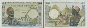 West African States: 5000 Francs ND letter ”C” for Burkina Faso P. 304C, only light folds and some light creases in paper, no holes, crisp original, n...