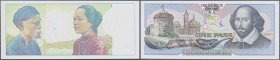 Testbanknoten: Test Note printed by De La Rue Giori, one side with plate of DLR (Shakespeare), the other side with plate of (Banque de France), showin...