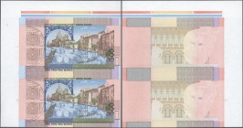 Testbanknoten: rare uncut sheet of 2 unfinished Test Note proof prints of the Bulgarian National Printing Works (BNB) ”Venetia - Optaglio 500”, back c...