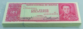 Bolivia: Bundle with 100 pcs. Bolivia 100 Bolivianos 1983, P.164A in UNC