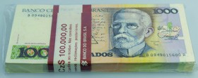 Brazil: Bundle with 100 pcs. Brazil 1000 Cruzados 1988, P.213b in aUNC/UNC