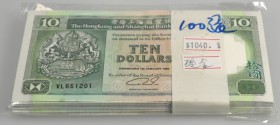 Hong Kong: origial bundle of 100 pcs 10 dollars 1992 P. 191c in UNC. (100 pcs)