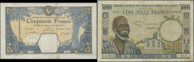 Africa: Collectors book with 97 Banknotes from French West Africa, Ivory Coast, Burkina Faso, Senegal, Guinea-Bissau and zairewith many complete serie...