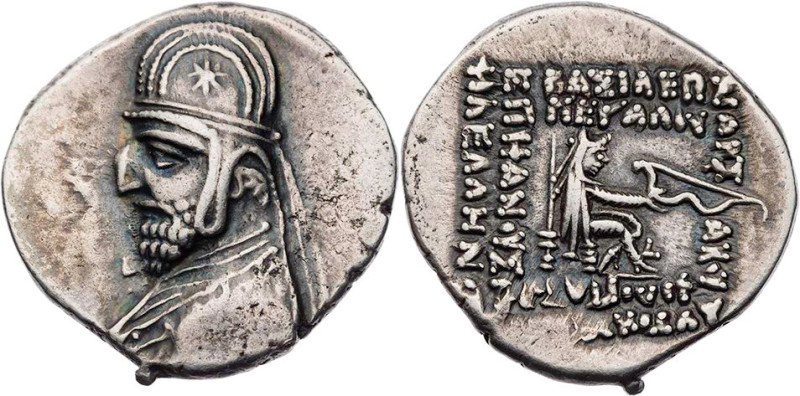 PARTHER, KÖNIGREICH DER ARSAKIDEN
Mithradates III., 87-80 v. Chr. AR-Drachme Rh...