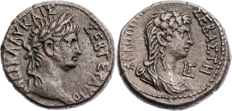 ÄGYPTEN ALEXANDRIA
Nero mit Agrippina minor, 54-59 n. Chr. BI-Tetradrachme 56/5...