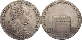 BAYERN HERZOGTUM, SEIT 1623 KURFÜRSTENTUM, SEIT 1806 KÖNIGREICH
Maximilian I. (IV.) Joseph, 1799-1806-1825. Konv.-Taler 1818 Auf die Verfassung von 1...