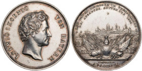 BAYERN HERZOGTUM, SEIT 1623 KURFÜRSTENTUM, SEIT 1806 KÖNIGREICH
Ludwig I., 1825-1848. Silbermedaille 1838 v. J. J. Neuss und C. Rabausch Auf das bei ...