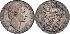 BAYERN HERZOGTUM, SEIT 1623 KURFÜRSTENTUM, SEIT 1806 KÖNIGREICH
Ludwig II., 1864-1886. Vereinstaler o. J. (1865) Stempel v. C. Voigt Madonna AKS 176;...