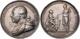 BRANDENBURG - PREUSSEN PREUSSEN, KÖNIGREICH
Friedrich Wilhelm II., 1786-1797. Silbermedaille 1786 v. A. Abramson Auf seinen Regierungsantritt, Vs.: g...