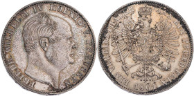 BRANDENBURG - PREUSSEN PREUSSEN, KÖNIGREICH
Friedrich Wilhelm IV., 1840-1861. Vereinstaler 1861 A Sterbetaler AKS 78; J. 84; Thun 262; Olding 316. fl...