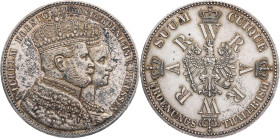 BRANDENBURG - PREUSSEN PREUSSEN, KÖNIGREICH
Wilhelm I., 1861-1888. Krönungstaler 1861 A AKS 116; J. 87; Thun 265; Olding 403. winz. Kratzer, vz
in z...