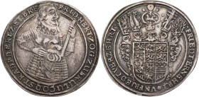 BRAUNSCHWEIG UND LÜNEBURG BRAUNSCHWEIG-LÜNEBURG-CELLE, FÜRSTENTUM
Friedrich, 1636-1648. Reichstaler o. J. (1643-1648) Zellerfeld Vs.: geharnischtes H...