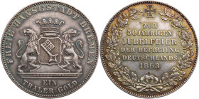 BREMEN STADT
 Taler 1863 Auf die 50-Jahrfeier der Befreiungskriege AKS 14; J. 26; Thun 124. herrliche Patina, kl. Kratzer, fast vz