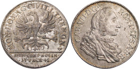 DORTMUND STADT
 Reichstaler 1742 Mit Titel Karls VII., auf seine Huldigung, Vs.: Adler v. v., Kopf n. l., zu den Seiten die Signatur G - H (Gerhard H...