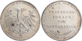 FRANKFURT STADT
 Doppelgulden 1848 Erzherzog Johann von Österreich AKS 39; J. 46; Thun 135. kl. Randfehler, Kratzer, sonst vz/fast vz