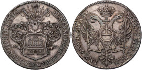 HAMBURG STADT
 Reichstaler 1730 IHL Auf die 200-Jahrfeier der Übergabe der Augsburger Konfession, mit Titel Karls VI., Vs.: behelmtes Stadtwappen, Rs...