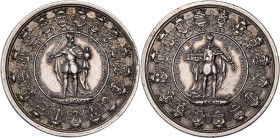 HILDESHEIM BISTUM
Sedisvakanz 1724. Silbermedaille 1724 v. P. P. Werner Vs.: Karl der Große steht mit Reichsapfel und Schwert in Wappenkreis, Rs.: Lu...