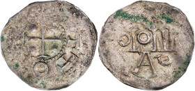 KÖLN KÖNIGLICHE MÜNZSTÄTTE
Otto III., 983-1002, ab 996 als Kaiser. Denar 983-996 Vs.: + OTTO REX, Kreuz, in den Winkeln je eine Kugel, Rs.: S / COLON...