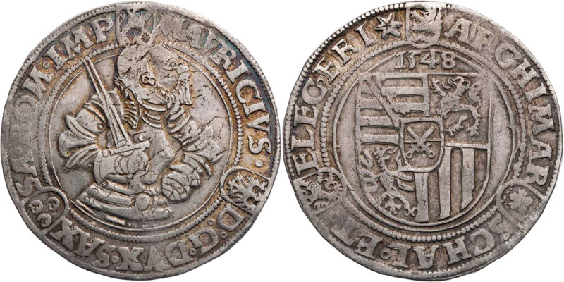 SACHSEN SACHSEN, KURFÜRSTENTUM
Moritz, 1547-1553. Taler 1548 Freiberg, Mzz. Ste...