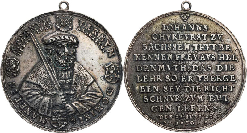 SACHSEN SACHSEN, KURFÜRSTENTUM
Johann Georg I., 1615-1656. Silbergußmedaille 16...