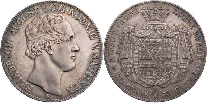 SACHSEN SACHSEN, KÖNIGREICH
Friedrich August II., 1836-1854. Doppeltaler 1854 F...