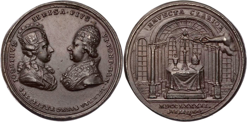 Pius VI., 1775-1799. Bronzierte Zinnmedaille 1782 ohne Signatur, v. J. Chr. Reic...