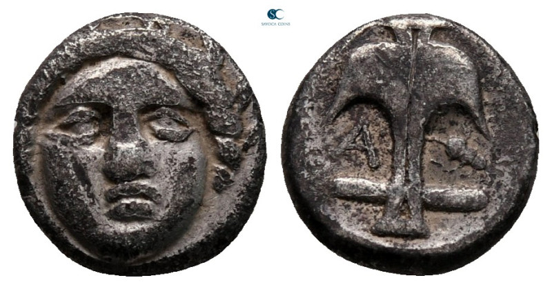 Thrace. Apollonia Pontica circa 410-323 BC. 
Diobol AR

10 mm, 1,18 g



...