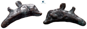 Scythia. Olbia circa 386-338 BC. Cast dolphin Æ