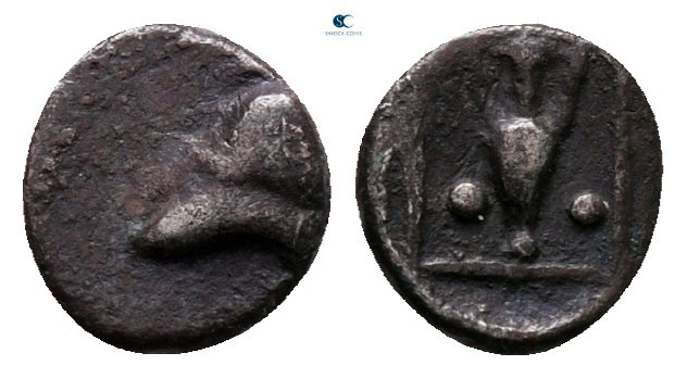 Troas. Neandria circa 500-450 BC. 
Tetartemorion AR

7 mm, 0,20 g



very...