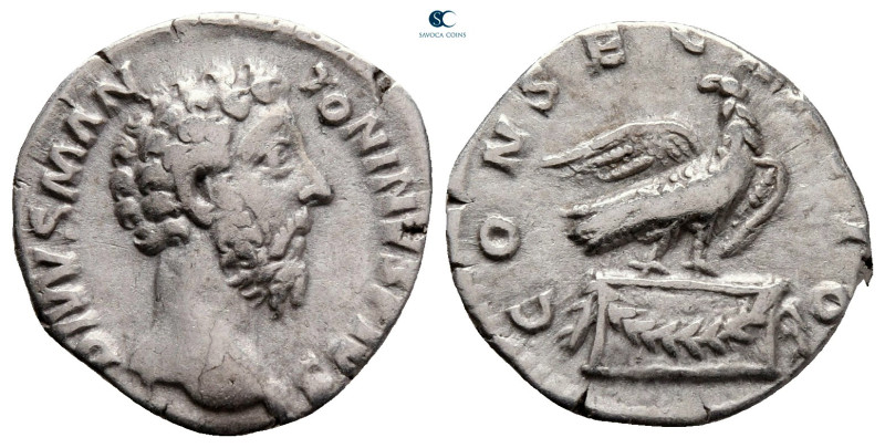 Divus Marcus Aurelius AD 180. Rome
Denarius AR

17 mm, 2,79 g



very fin...