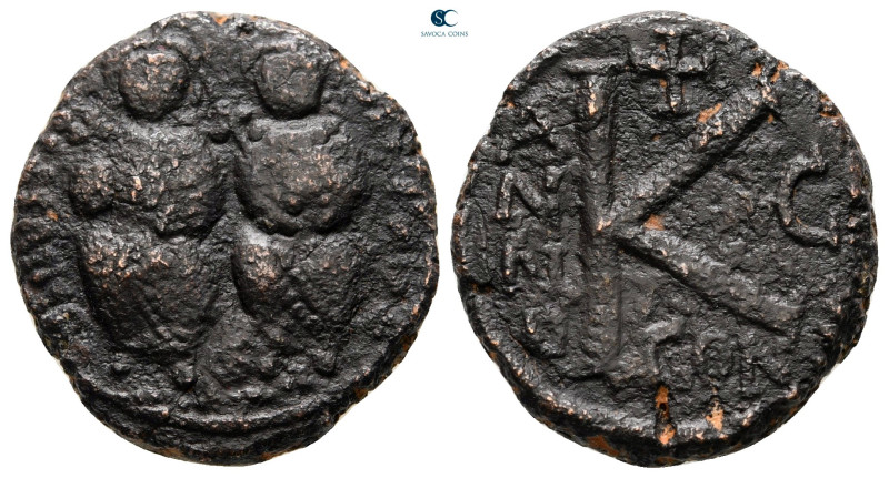 Justin II and Sophia AD 565-578. Constantinople
Half Follis or 20 Nummi Æ

21...