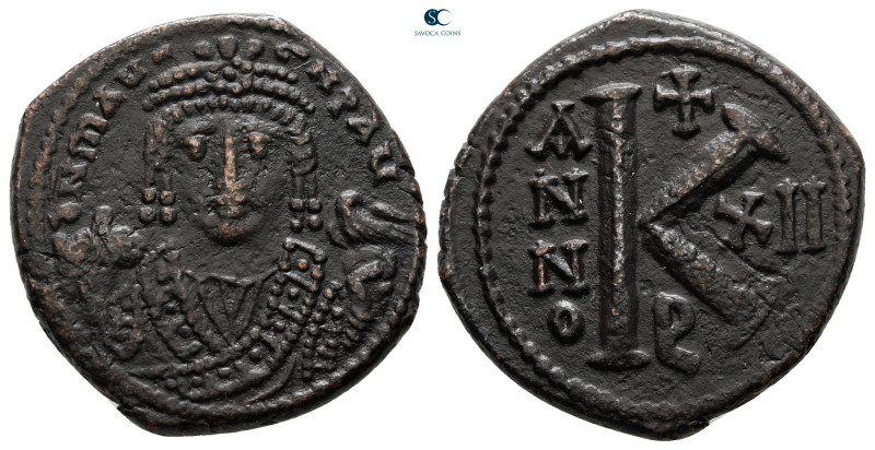 Maurice Tiberius AD 582-602. Theoupolis (Antioch)
Half Follis or 20 Nummi Æ

...